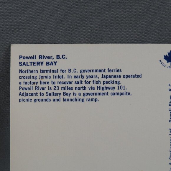 Vintage Postcard - Powell River Canada Saltery Bay - Traveltime - Picture 3 of 4